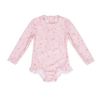 Baby long-sleeved swimsuit with ruffles Little Dutch Little Pink Flowers στο Bebe Maison