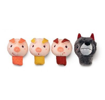 Set of 4 fabric finger puppets Lilliputiens The Wolf and the 3 Little Pigs στο Bebe Maison