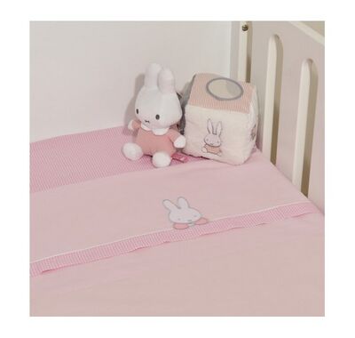 Set of crib sheets with embroidery 2pcs Miffy 80X110 pattern 68 pink checkered στο Bebe Maison