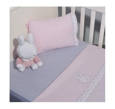 Baby sheet set with embroidery Miffy pattern 70 flowers 110X165 στο Bebe Maison