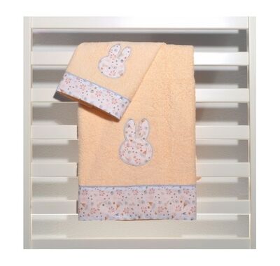 Σετ πετσέτες μωρού 2 τμχ Miffy σχέδιο 71 σωμόν λουλούδια στο Bebe Maison