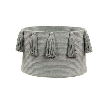 Lorena Canals Storage basket with fringes (light gray) 30x45x45 στο Bebe Maison