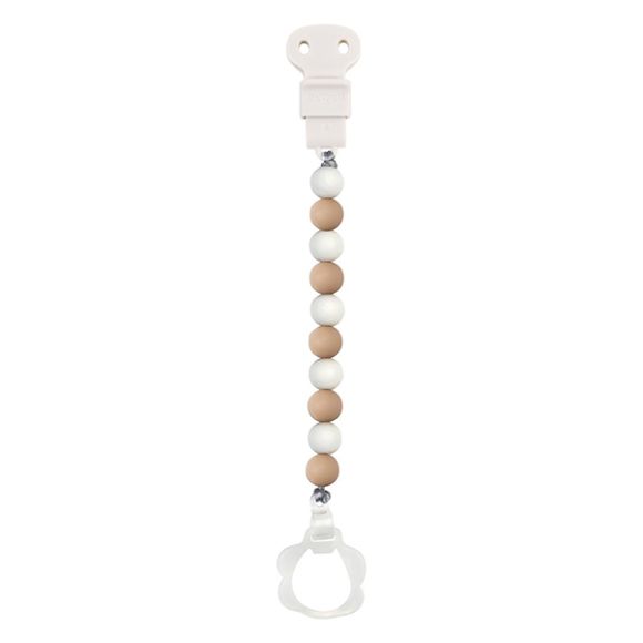 Nattou silicon chewing pacifier clip white - beige στο Bebe Maison